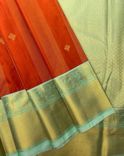 Semi Kanchipuram Silk Saree | Red | Mint