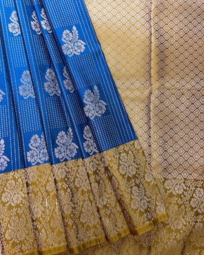 Luxury Vaira Oosi Soft Silk Silver Zari | Royal Blue | Gold