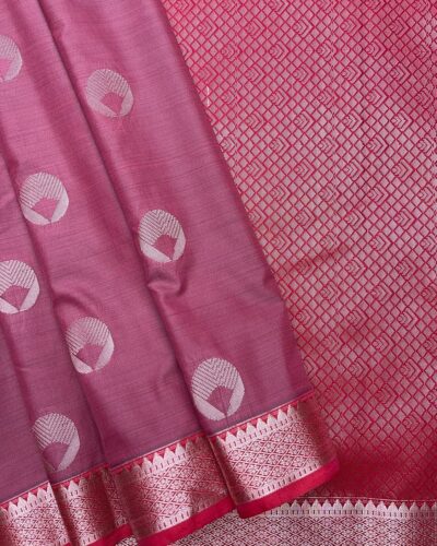 Elite Soft Silk Saree with small border | Bright Pink | Deep Red