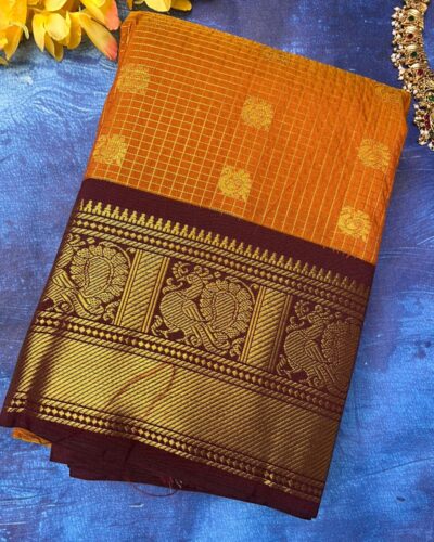 Semi Kanchipuram Silk Saree | Burnt Orange | Maroon