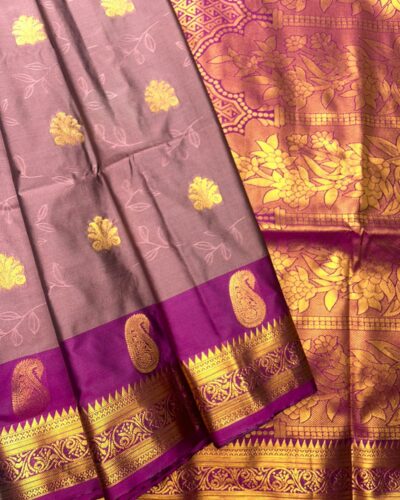 Amethyst Bloom - Semi Soft Silk Saree | Mauve | Deep Magenta