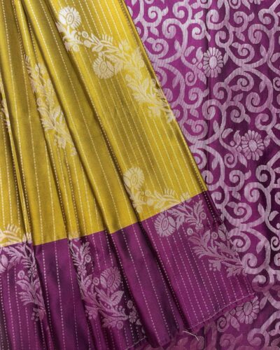 Luxury Vaira Oosi Soft Silk Silver Zari | Gold | Plum Purple
