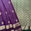 Traditional Retta Pettu Border Soft Silk Saree | Deep Purple | Forest Green - Draped View