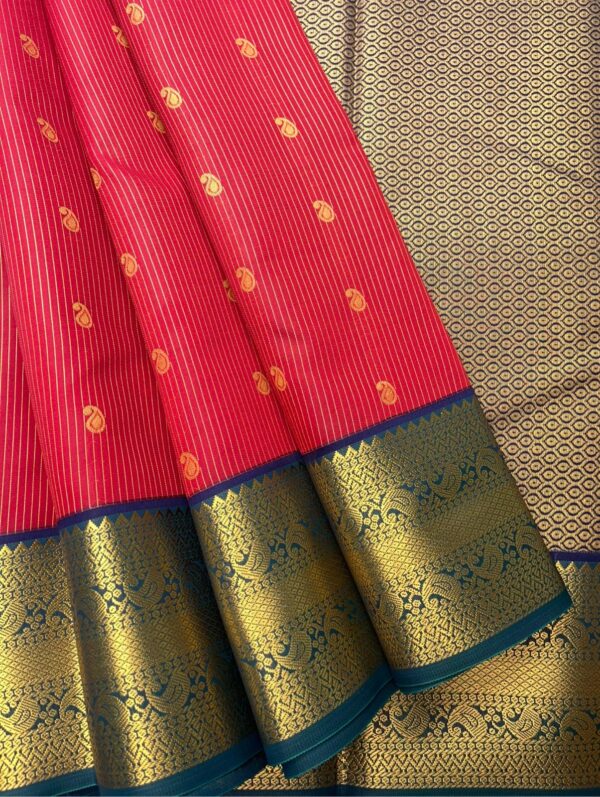 Elite Semi Kanchi | Hot Red | Peacock Blue