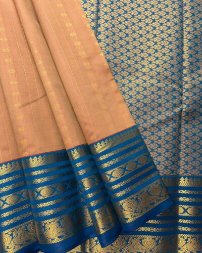 Elite Semi Kanchi | Biscuit Brown | Teal Blue