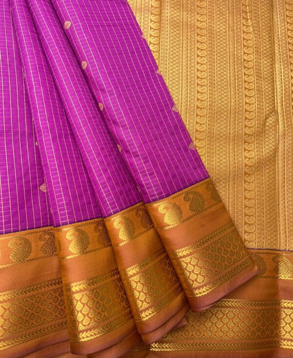 Elite Semi Kanchi | Magenta | Burnt Orange