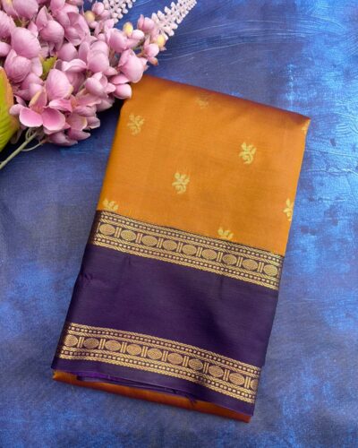 Elite Semi Kanchi | Golden Yellow | Deep Purple