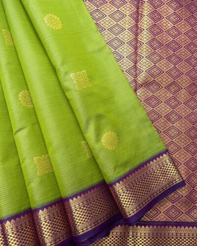 Elite Semi Kanchi | Lime Green | Deep Purple