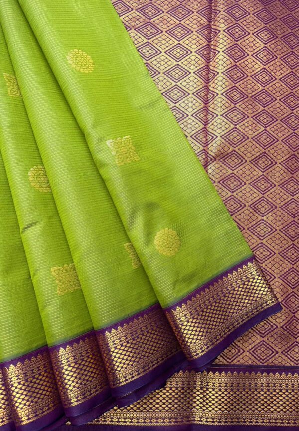 Elite Semi Kanchi | Lime Green | Deep Purple