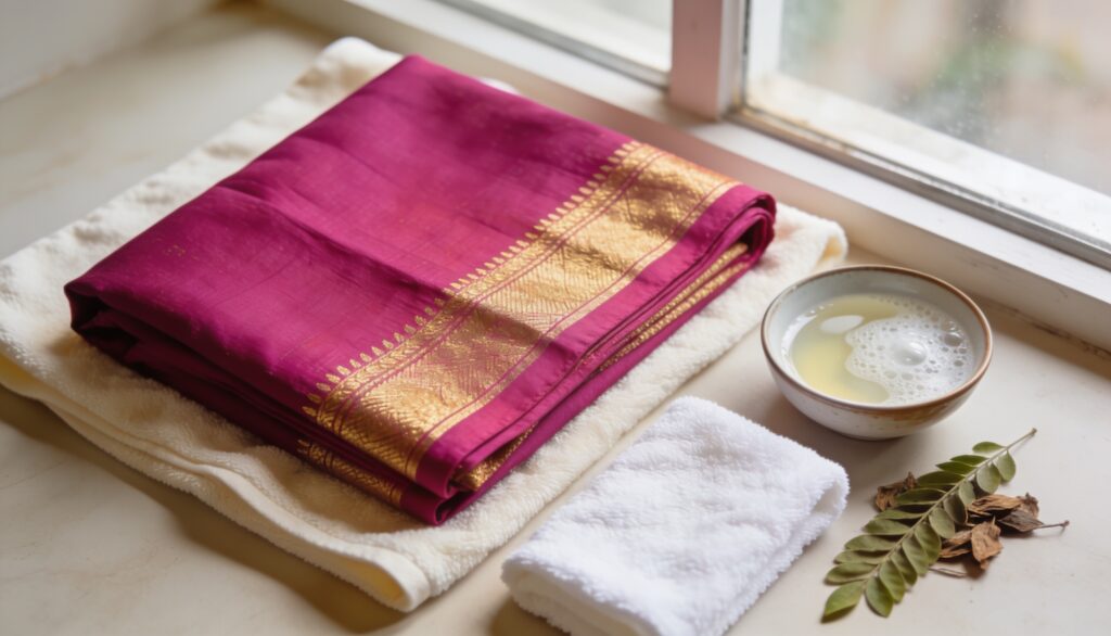 How to wash silk sarees at home - silk saree care guide by Adharsh Silks