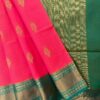 Kanchi Kota Cotton Saree with Korvai Border | Rani Pink | Rama Green - open saree