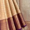 Kanchi Tissue Semi Silk Saree | Beige Gold | Purple