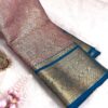 Kanchi Tissue Semi Silk Saree | Dusty Rose | Peacock Blue