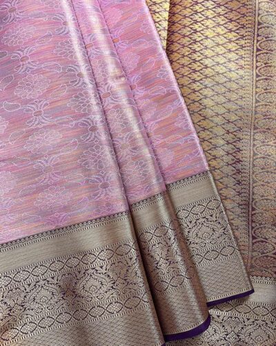 Kanchi Tissue Semi Silk Saree | Lilac Pink | Purple