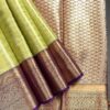 Kanchi Tissue Semi Silk Saree | Lime Green | Purple