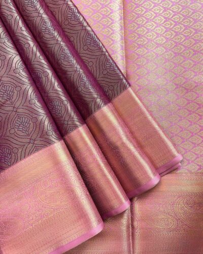 Kanchi Tissue Semi Silk Saree | Mauve Wine | Lilac Pink
