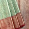 Kanchi Tissue Semi Silk Saree | Mint Green | Red