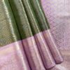 Kanchi Tissue Semi Silk Saree | Olive Green | Lavender