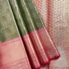 Kanchi Tissue Semi Silk Saree | Olive Green | Rani Pink