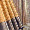 Kanchi Tissue Semi Silk Saree | Peach Gold | Navy Blue