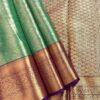 Kanchi Tissue Semi Silk Saree | Sage Green | Purple
