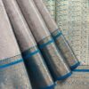 Kanchi Tissue Semi Silk Saree | Silver Grey | Peacock Blue