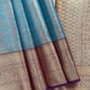 Kanchi Tissue Semi Silk Saree | Sky Blue | Purple