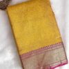 Raniva Semi Bridal Saree | Golden Yellow | Rani Pink - detail