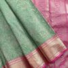 Raniva Semi Bridal Saree | Mint Green | Rani Pink - detail
