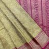 Raniva Semi Bridal Saree | Olive Green | Wine Purple - detail