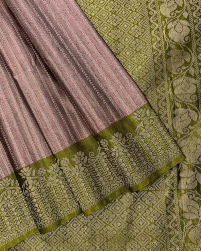 Saaral Dupion Semi Silk Saree | Mauve | Olive Green