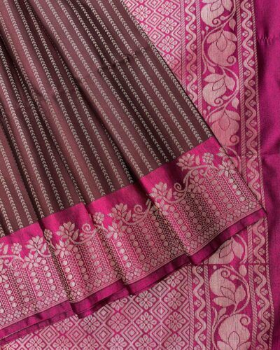 Saaral Dupion Semi Silk Saree | Wine Maroon | Magenta