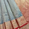 Zariam Semi Bridal Saree Blue with Red pallu and antique zari - Adharsh Silks