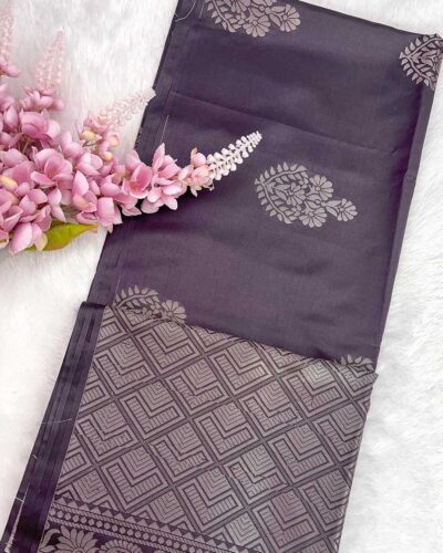 Minmini Luxury Semi Soft Silk Saree | Deep Aubergine | Self Colour - Open Drape