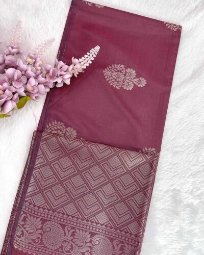 Minmini Luxury Semi Soft Silk Saree | Wine Maroon | Self Colour - Open Drape