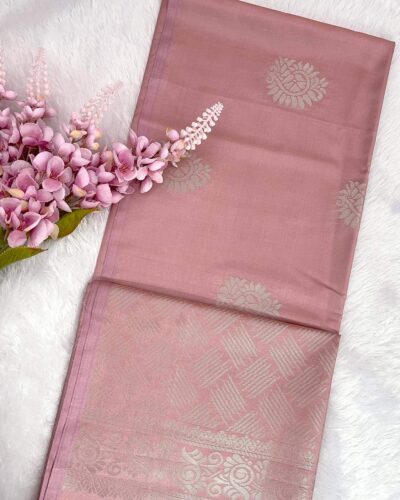 Minmini Luxury Semi Soft Silk Saree | Dusty Rose | Self Colour - Open Drape