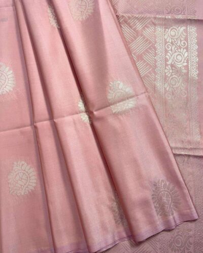 Minmini Luxury Semi Soft Silk Saree | Dusty Rose | Self Colour - Folded View