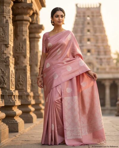 Minmini Luxury Semi Soft Silk Saree | Dusty Rose | Self Colour - Model Lookbook