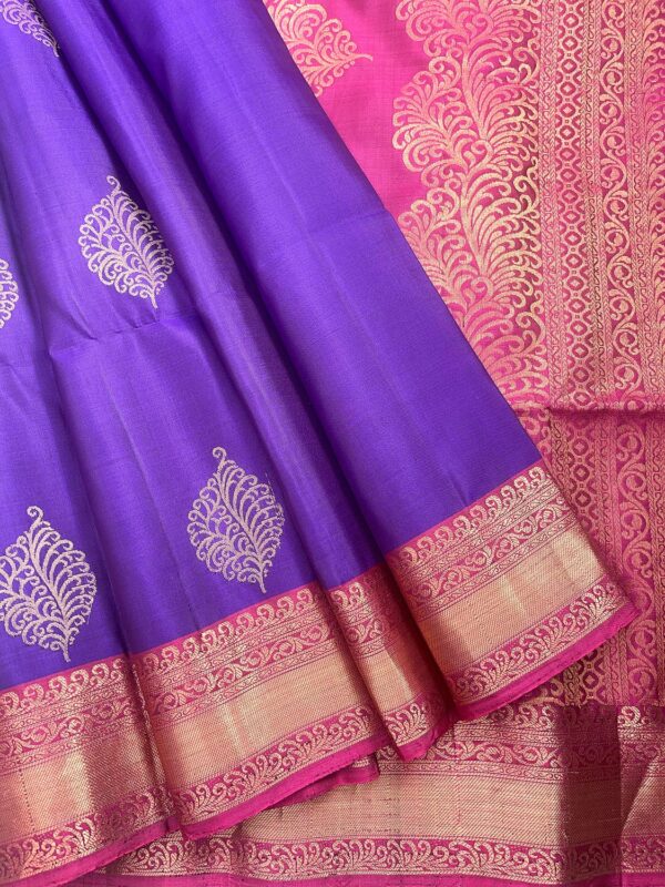 Kanchi Border Pure Silk Saree | Violet | Pink
