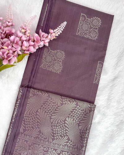 Minmini Luxury Semi Soft Silk Saree | Deep Purple | Self Colour - Open Drape