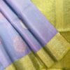 Kanchi Border Pure Silk Saree Lavender Green - front open-spread view