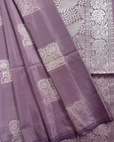Minmini Luxury Semi Soft Silk Saree | Deep Purple | Self Colour - Folded View
