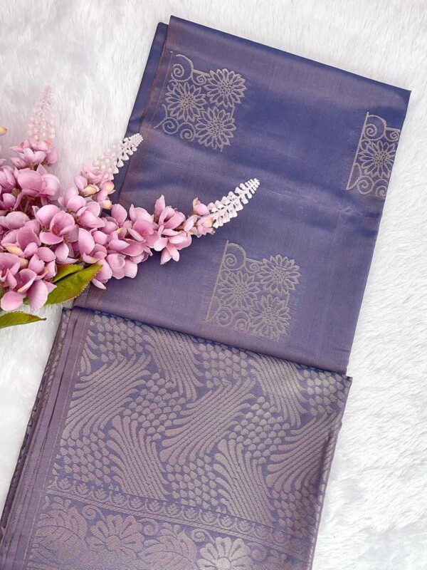 Minmini Luxury Semi Soft Silk Saree | Powder Blue | Self Colour