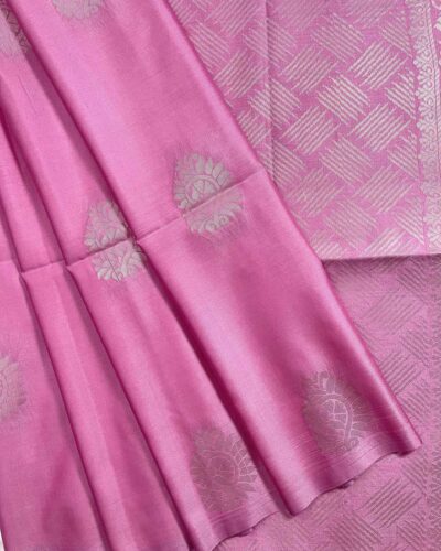 Minmini Luxury Semi Soft Silk Saree | Magenta Pink | Self Colour - Folded View