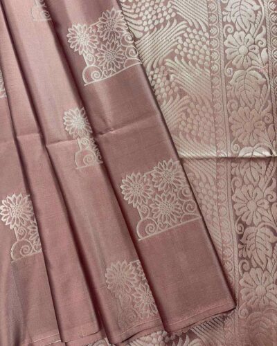 Minmini Luxury Semi Soft Silk Saree | Cocoa Brown | Self Colour - Folded View