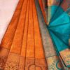 Budget Semi Bridal Saree | Rust | Teal Orange - Adharsh Silks