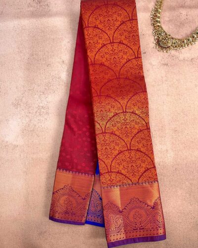 Budget Semi Bridal Saree | Maroon | Royal Blue - Adharsh Silks
