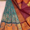 Budget Semi Bridal Saree | Teal Green | Maroon - Adharsh Silks