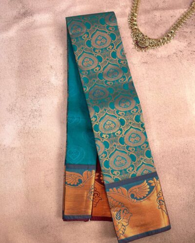 Budget Semi Bridal Saree | Teal Green | Maroon - Adharsh Silks