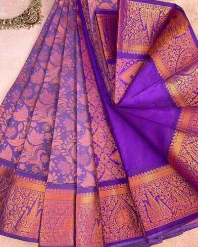 Budget Semi Bridal Saree | Dusky Lavender | Purple - Adharsh Silks